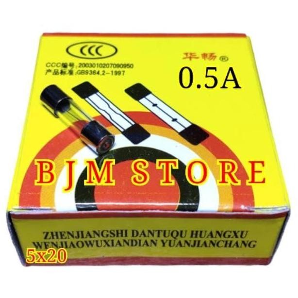 new FUSE SEKRING KACA TABUNG KECIL 0.5A - FUSE KACA 0.5 AMPERE -100PCS murah