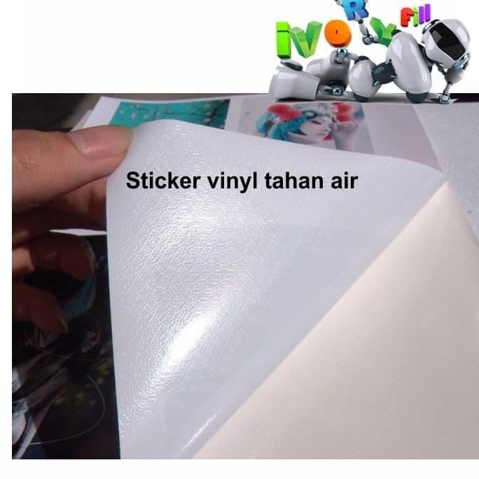 

ready kertas sticker stiker glossy tahan air vinyl bisa semua printer tinta murah