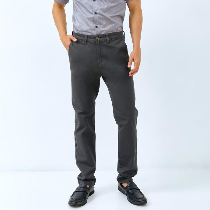 Siap Kirim Celana Pria Chino Panjang WD & CO. Gray Slimfit Bahan Stretch