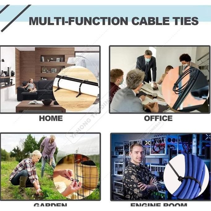 

tyS Kabel Ties / Cable Tie PUTIH 30 cm LEBAR 7.6mm Kualitas Terbaik