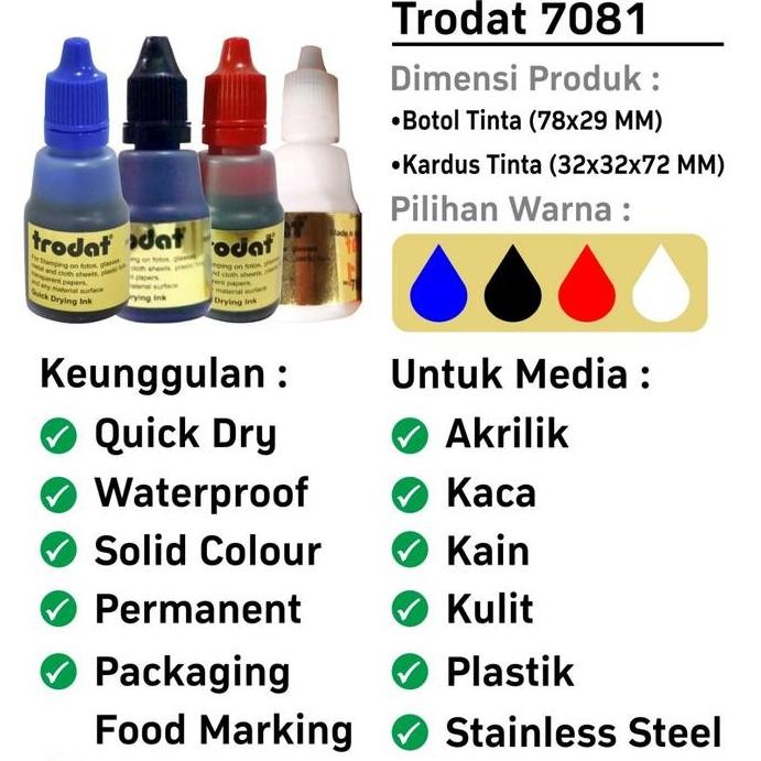 

tyS Tinta untuk plastik, kaca, keramik, Permanen / Premium / Tahan Air Trodat 7081