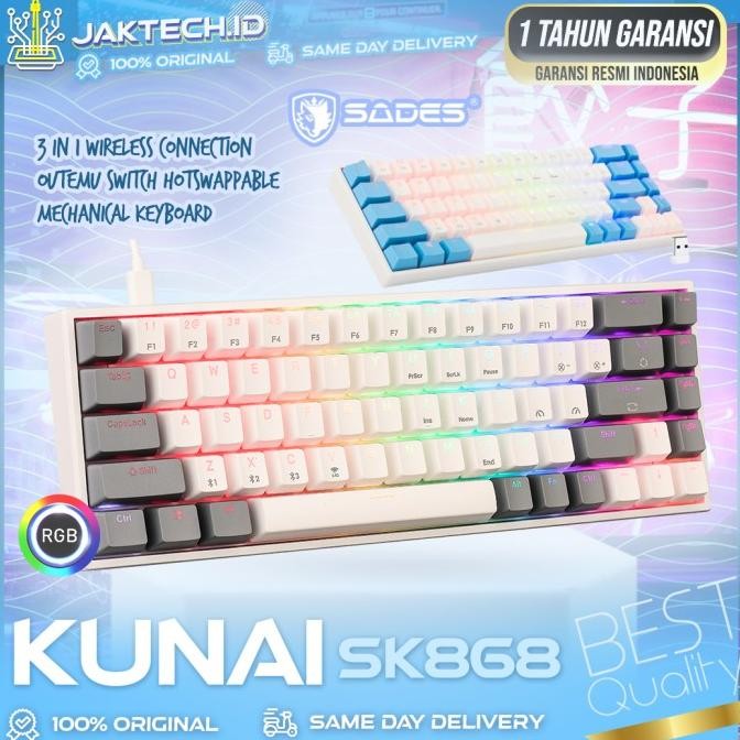 Sades Kunai SK868 Gateron Hotswap 3in1 Wireless Mechanical Keyboard