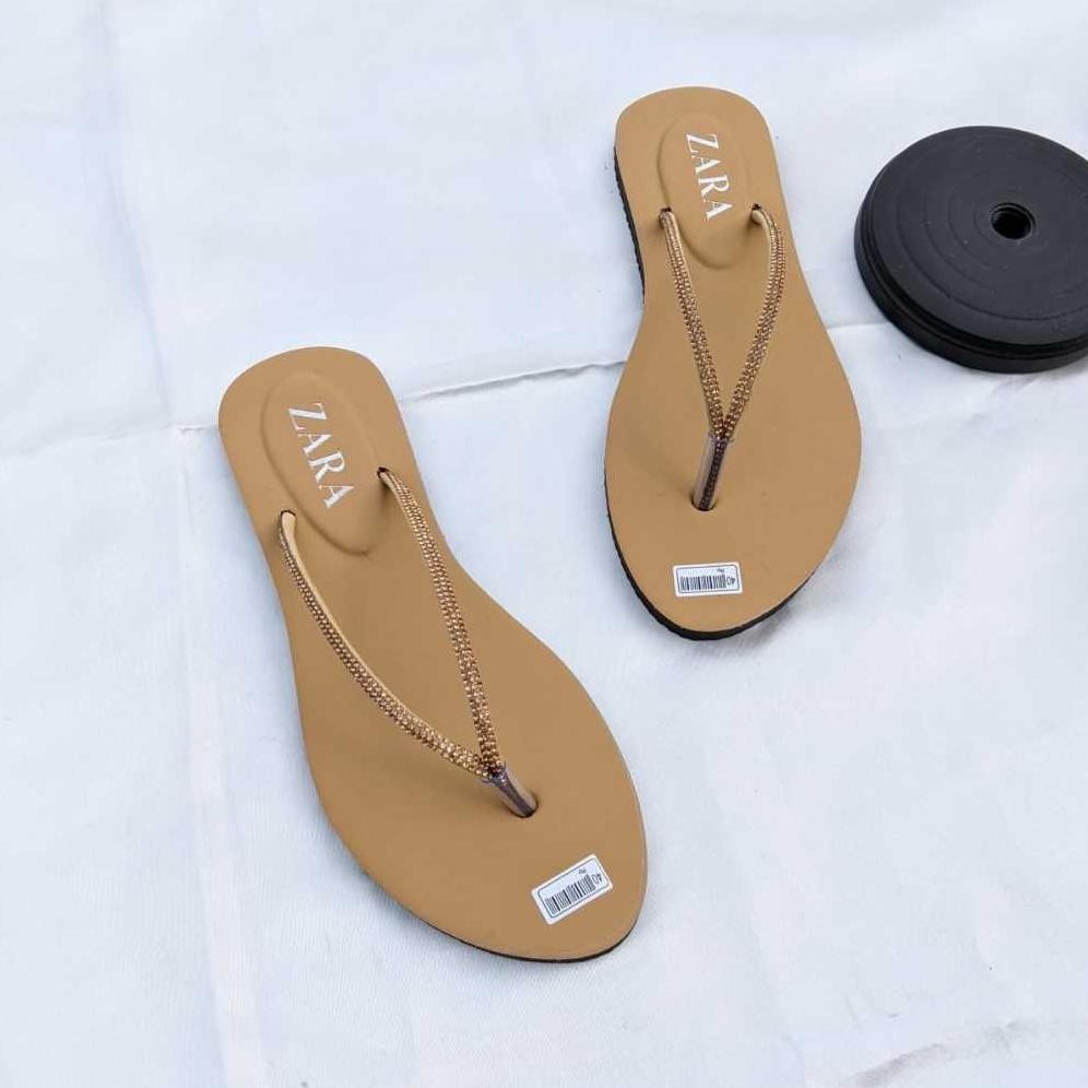 Sandal Flat Wanita Dewasa Premium Tali Jepit Manik Mutiara Kekinian Sol Karet Anti Licin Sandal Jepi