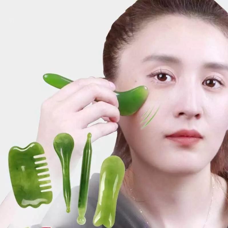 Premium 7Pcs/Set Gua Sha Board / Gua Sha Jade / Gua Sha Jade Roller / Facial Massage Tool / Alat Pij