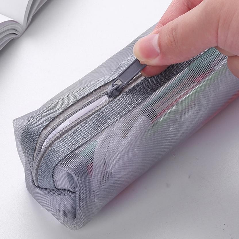 

[original] tempat pensil transparan / simple style mesh zipper pencil case [terlaris] [terbaik]