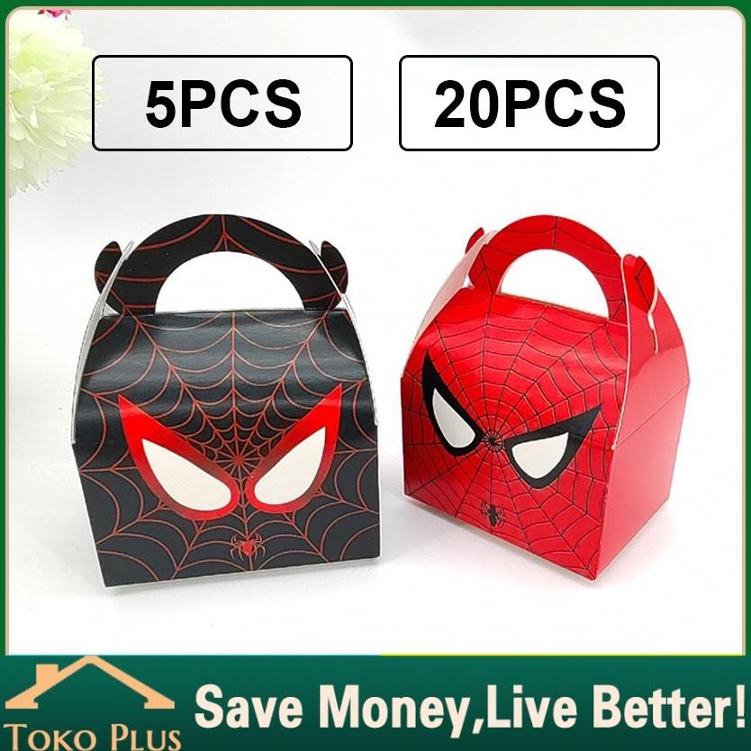 

[original] (isi 20pcs) snack box karakter super hero spiderman untuk dekorasi kue ulang tahun anak / tas ultah aqiqah tedhak siten [terlaris] [terbaik]