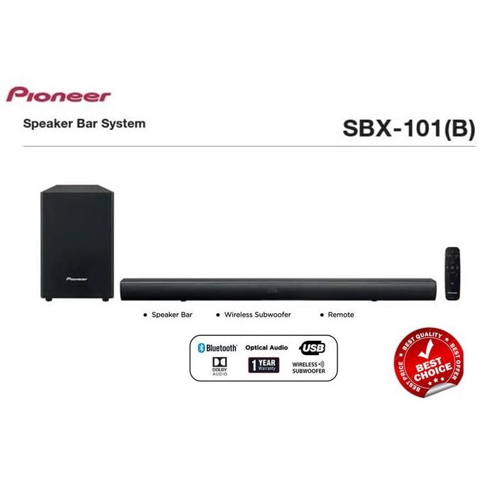 Pioneer Soundbar SBX 101 Subwoofer Wireless Bluetooth SBX101 / SOUNDBAR SPEAKER Pioneer