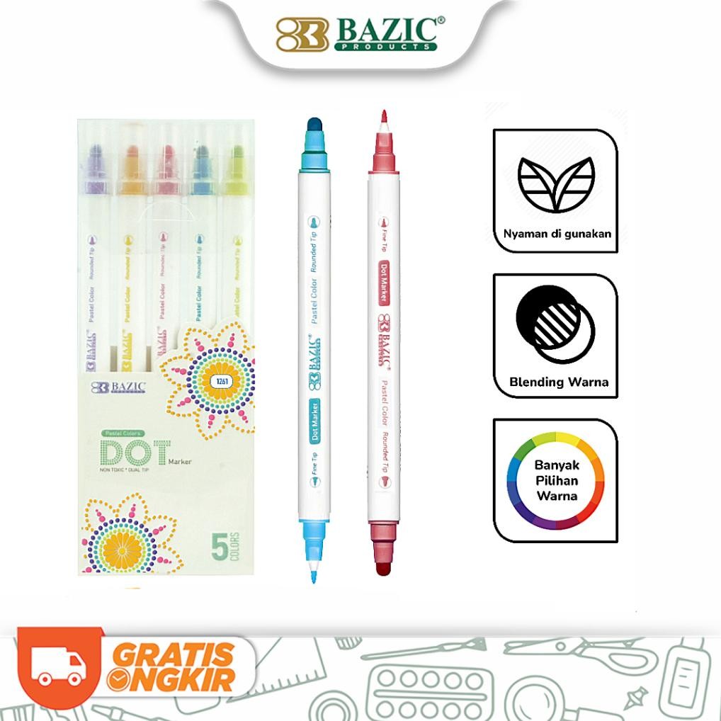 

Bazic Dot Marker 5 Pastel Colors - Spidol Warna Pastel murah