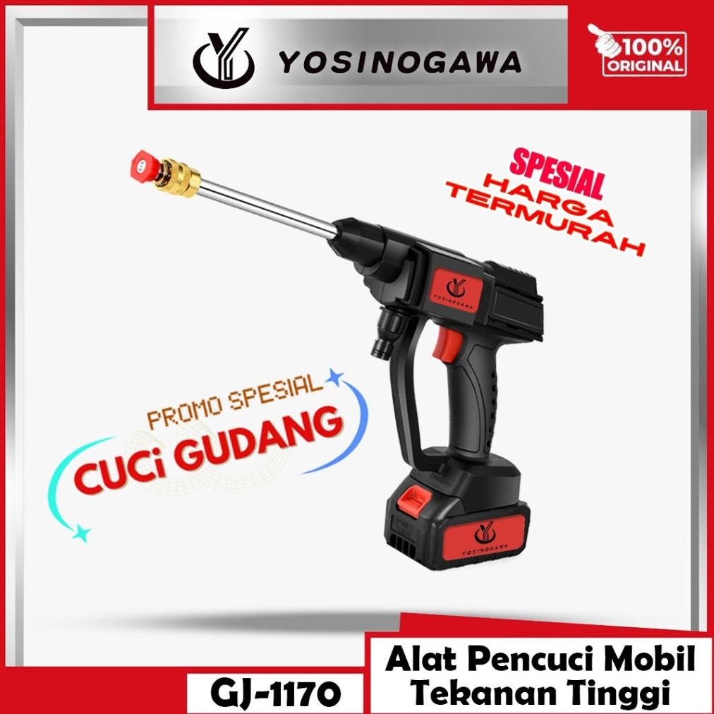 ready  YOSINOGAWA - Cuci gudang Pistol Air Cuci Mobil Bertekanan Tinggi Nirkabel Baterai Lithium Rum