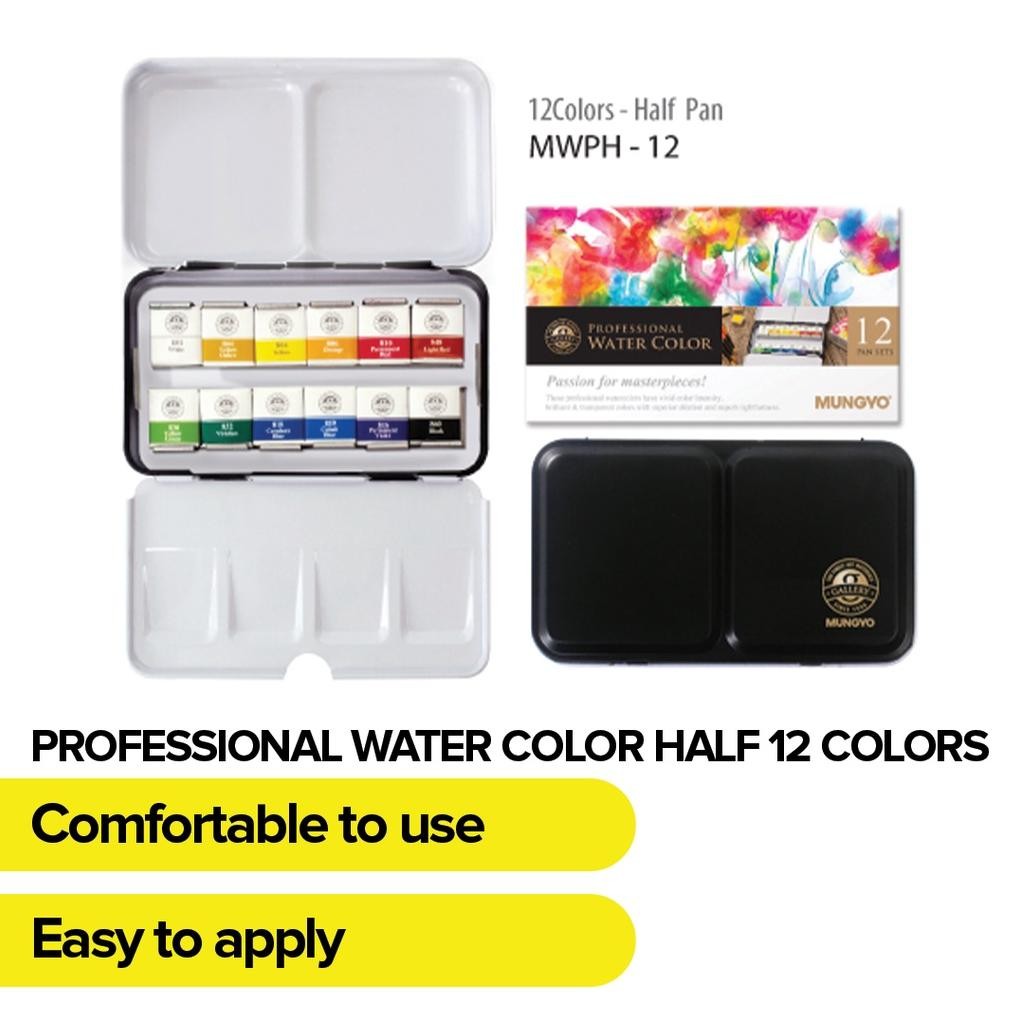 

Mungyo Official - Professional Watercolor Pan Set - Half Size 12 Color Set murah