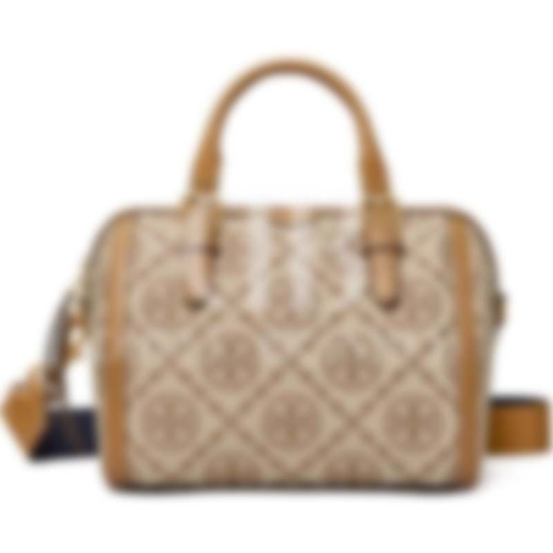 T Monogram Jacquard Barrel Shoulder Bag