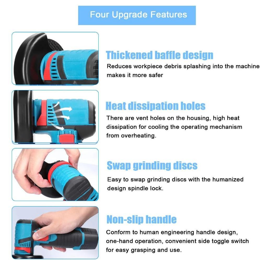 ready  HYTOBP MINI Brushless Gerinda Angle Grinder Cordless Mesin Gerinda Tangan Elektrik Gerinda Po