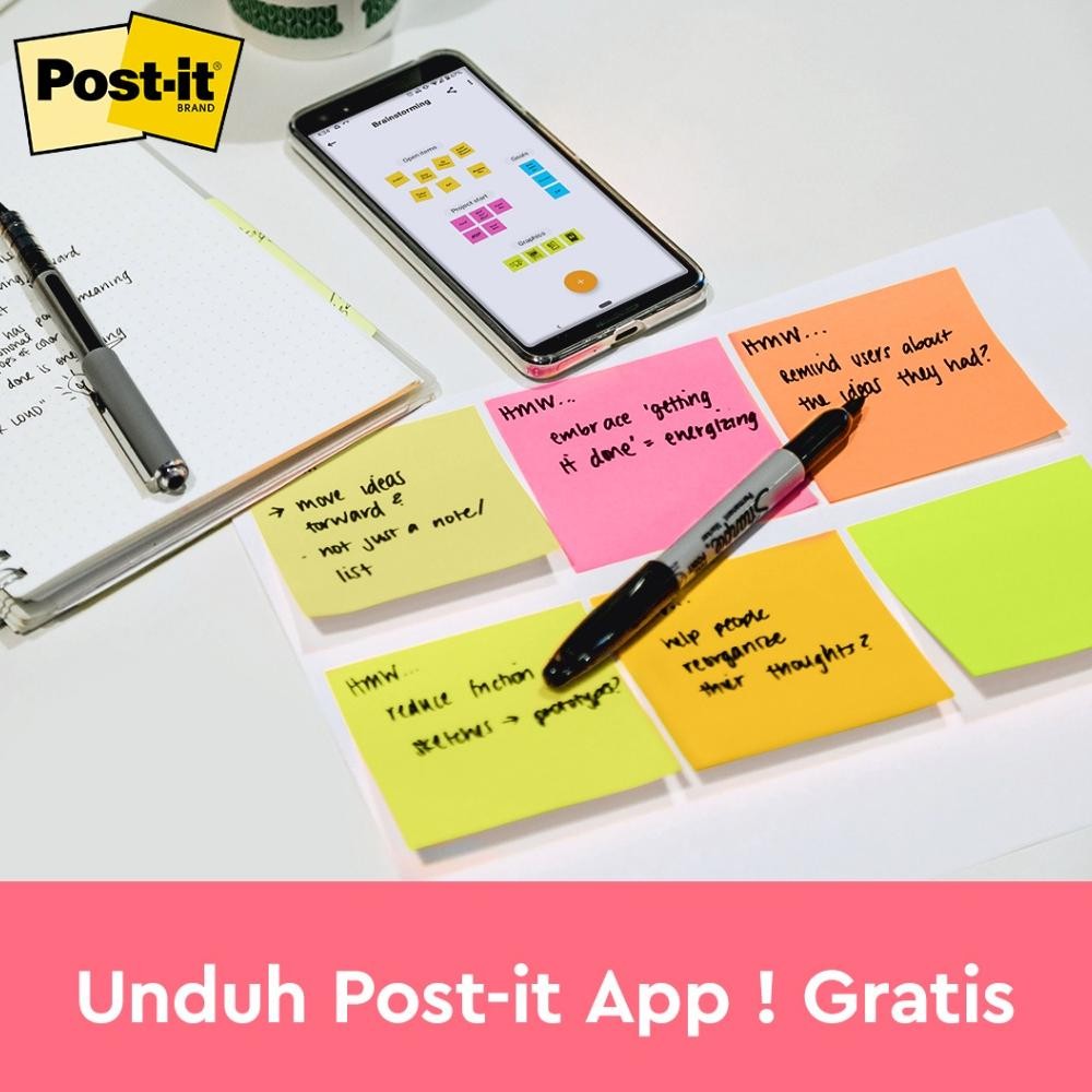 

3M Post-it Original Color Notes, Menempel berulah kali pada kertas, 1 pak/5 pad, 76x76 mm, Canary Yellow, Vital Orange, Acid Lime, Sunnyside, Power Pink, Untuk permukaan kertas murah