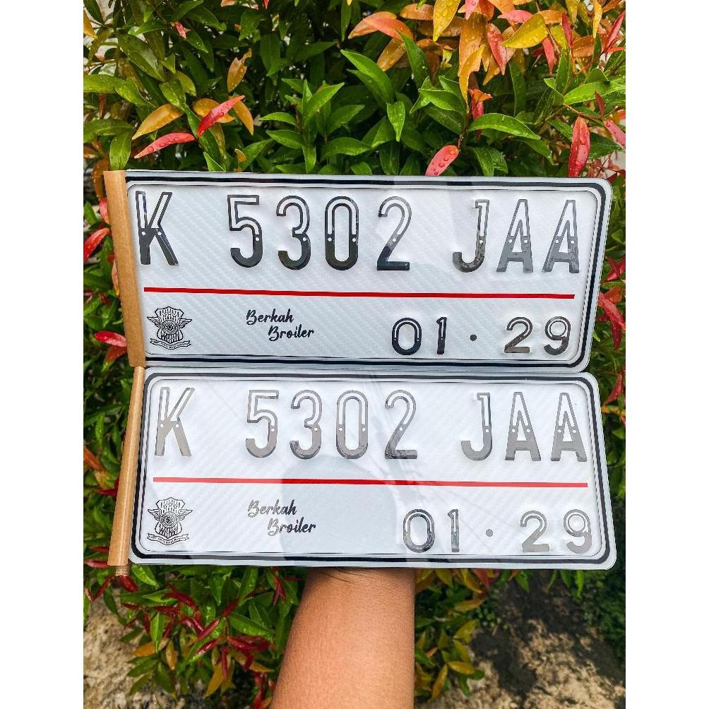 Plat nomer variasi stiker karbon font hologram tutup cover akrilik