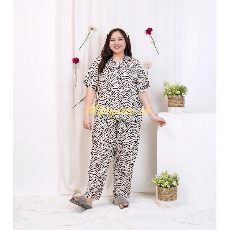 NEW PRODUK LD130CM PIYAMA JUMBO WANITA BAJU TIDUR CELANA PANJANG 