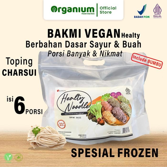 

Healthy Noodle Organium Mie Sehat, Bakmi Healthy Toping Char Siu Vegan Jamur Frozen - 6 Porsi