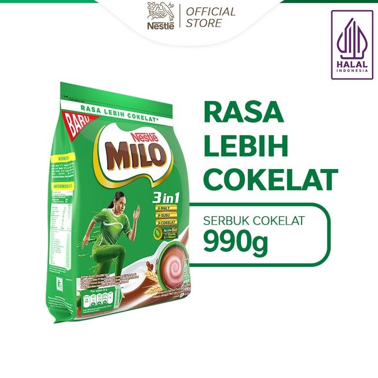 

READY STOK MILO 3in1 ACTIV-GO Susu Coklat Kaleng/Pouch 990g Siap kirim