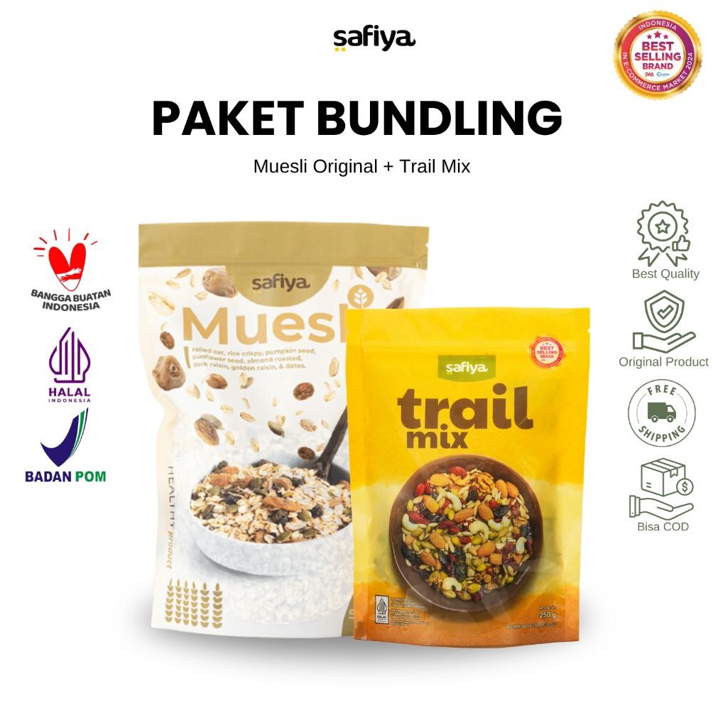 

TERLARIS Safiya Paket 2in1 Trail Mix 500 Gr + Muesli Original Premium Siap kirim
