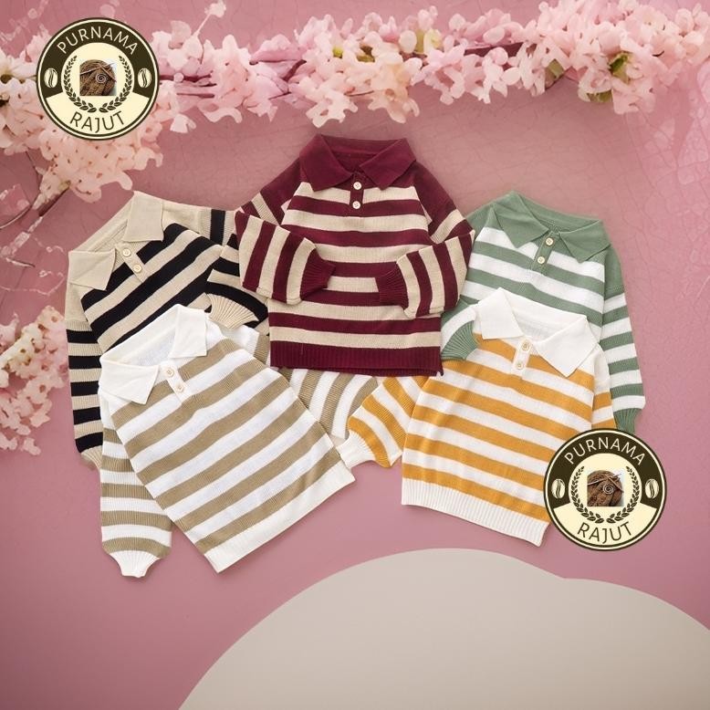 gd-5 tru-63 Baju Rajut Couple Ibu Anak Perempuan Laki laki Sweater Couple keluarga Knit Stripe Polet