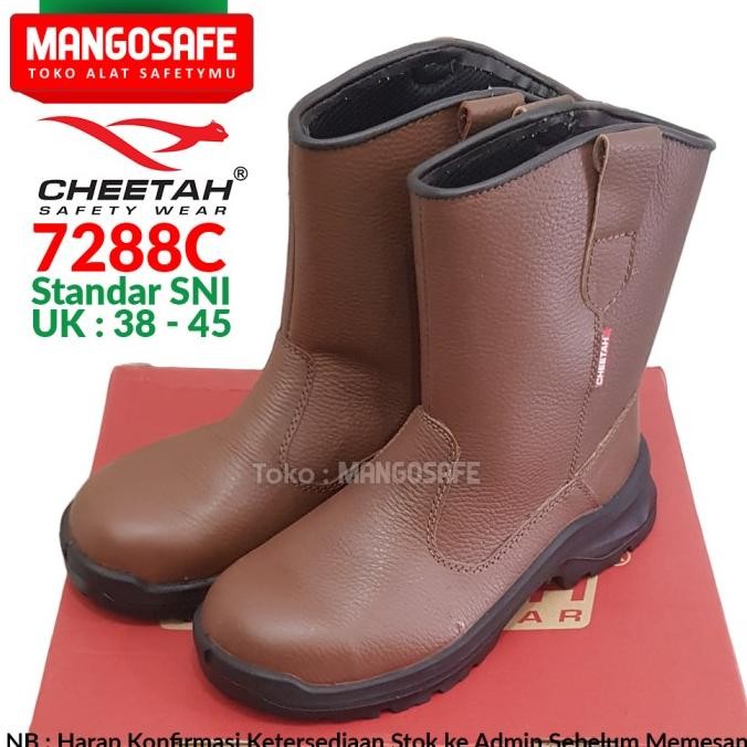 TERBARU - Sepatu Safety Cheetah 7288C Boot Tinggi Coklat Proyek Tapak PU 7288 C