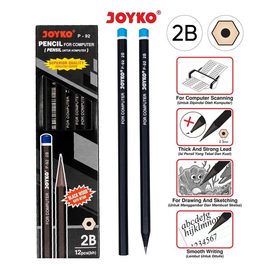 

edf-62 qw-45 DIJUAL LUSINAN Joyko Pencil P-92 2B / Joyko Pensil 2B P-92 Original Hemat