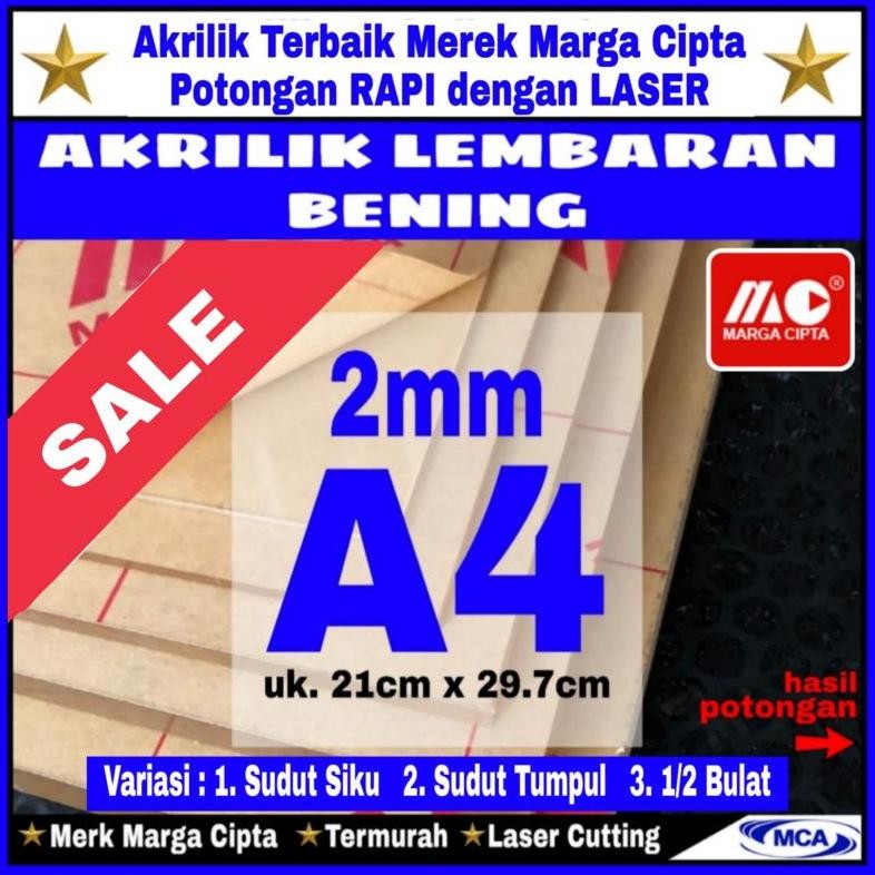 

redi AKRILIK lembaran 2mm A4 / Akrilik bening / Marga cipta / Acrylic