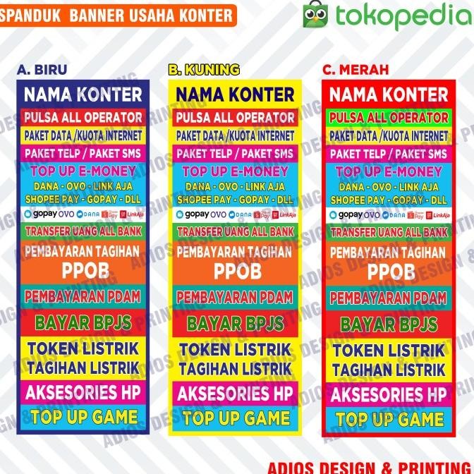 ready  SPANDUK KONTER PULSA ( BANNER USAHA PULSA ) murah