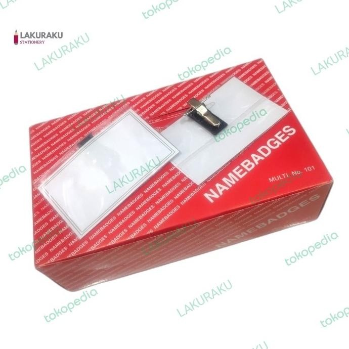 

new !!! NAME TAG TEBAL MULTI 101 NAMEBADGES PAK ISI 50 PCS JEPIT BUAYA PENITI murah