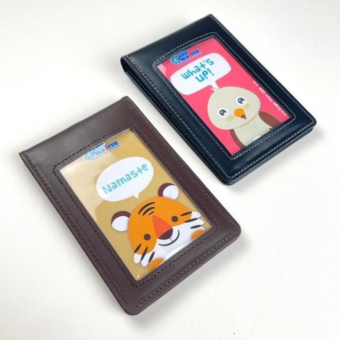

new !!! ID card holder kulit asli model selip saku magnet murah