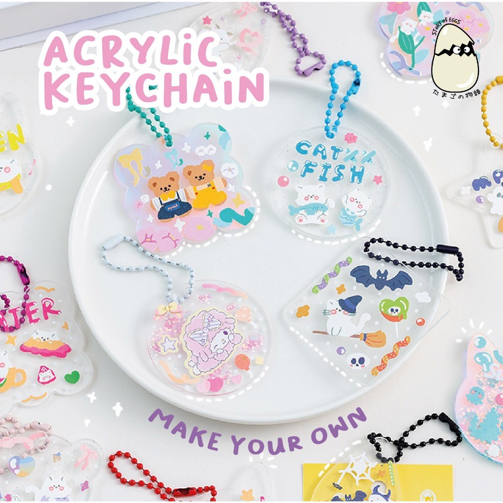 Gantungan Kunci Akrilik Transparan Dengan ManikGantungan kunci acrylic polos Akrilik Bening