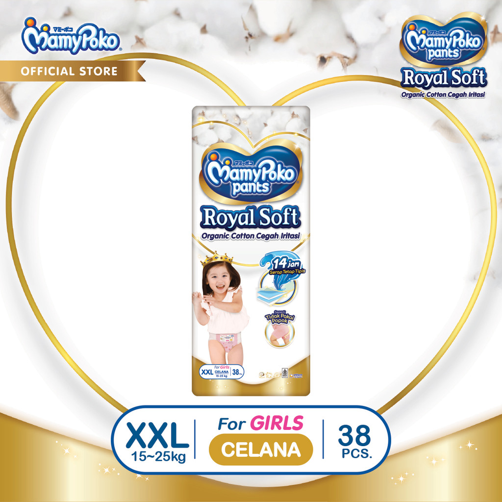 MamyPoko Pants Royal Soft Organic Cotton - XXL 38 - Girls