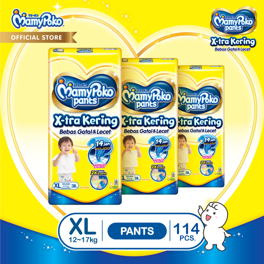 MamyPoko Pants X-tra Kering - XL 38 - Popok Celana - Karton Isi 3