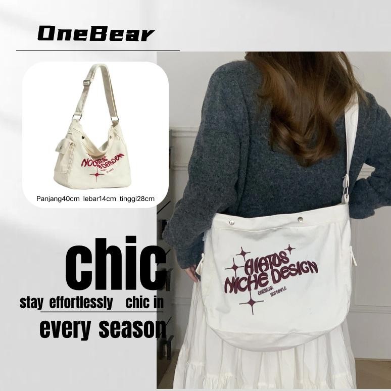 NEW NEW Onebear ready import tas slempang fashion tas wanita selempang bahan kanvas tas wanita selem