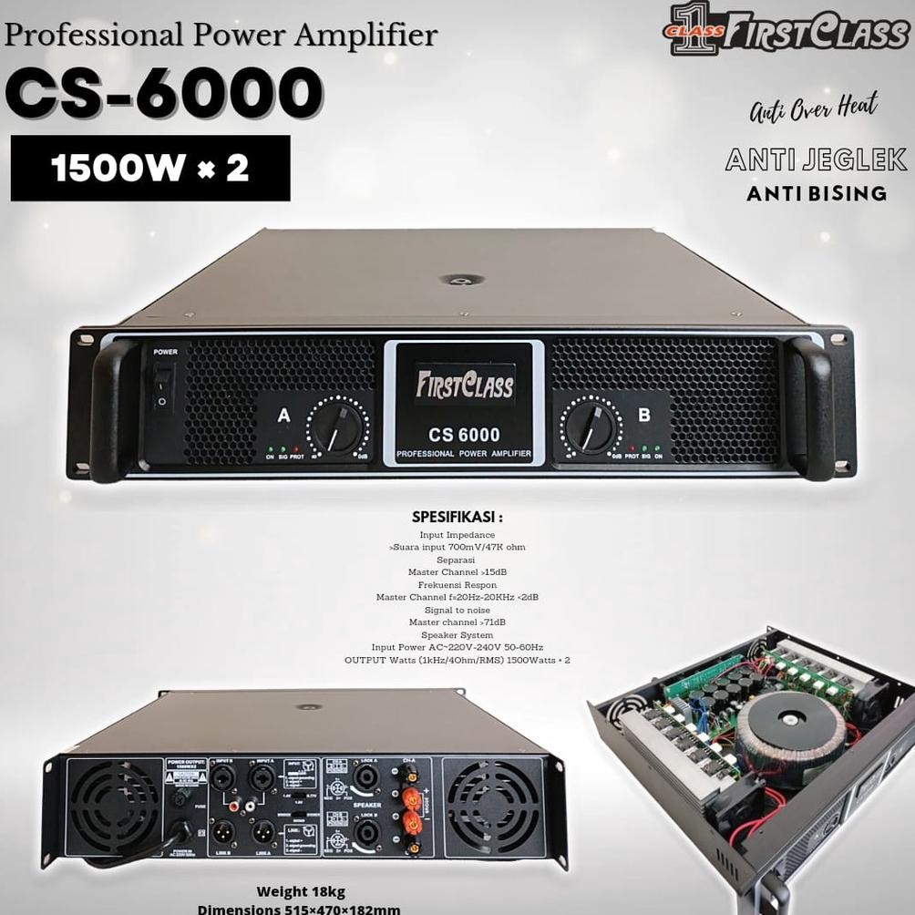 ready  FREE KAOS Power Amplifier  CS 6000 Firstclass 1500 watt x 2 | Power ampli cs6000 anti jeglek