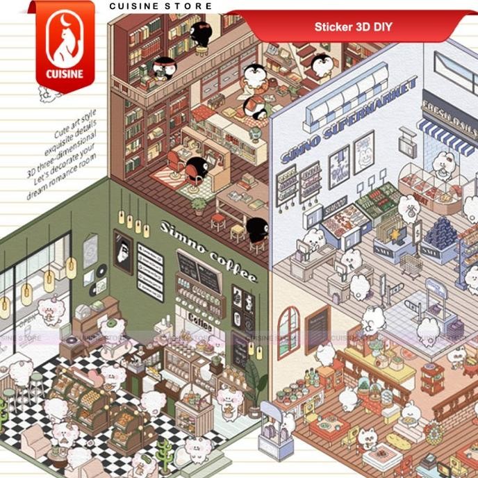 

new 3D Scene Sticker Korea Mainan tempel Stiker Dekorasi kreatif DIY Premium murah