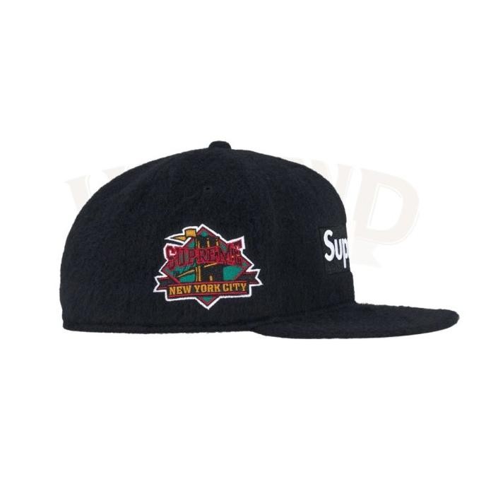 Ready Stock  Topi New Era x Supreme FW24 Brushed Wool Box Logo Bogo Collab Fitted Black 59FIFTY Hat 