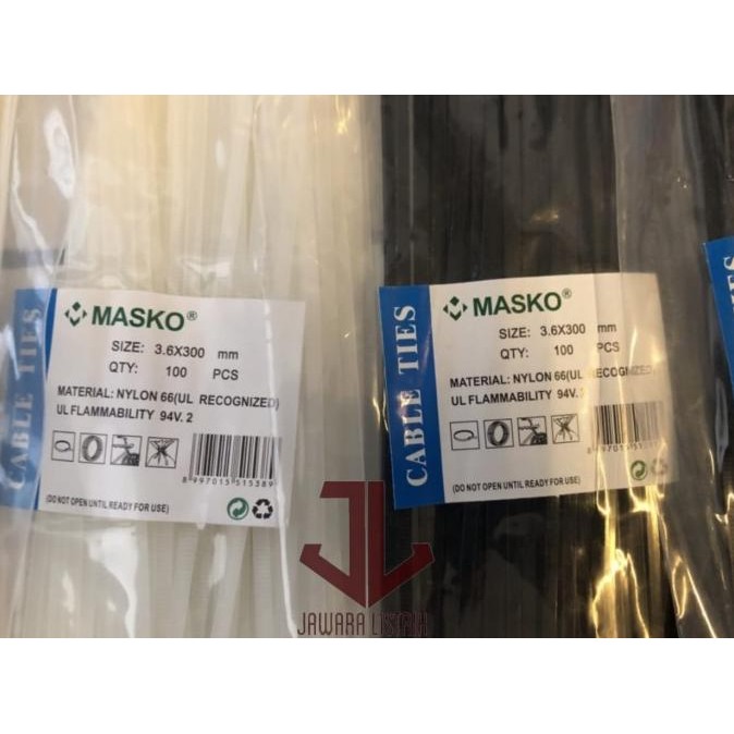new  Kabel cable tali ties sabuk 3,6x300 mm 30 cm masko murah
