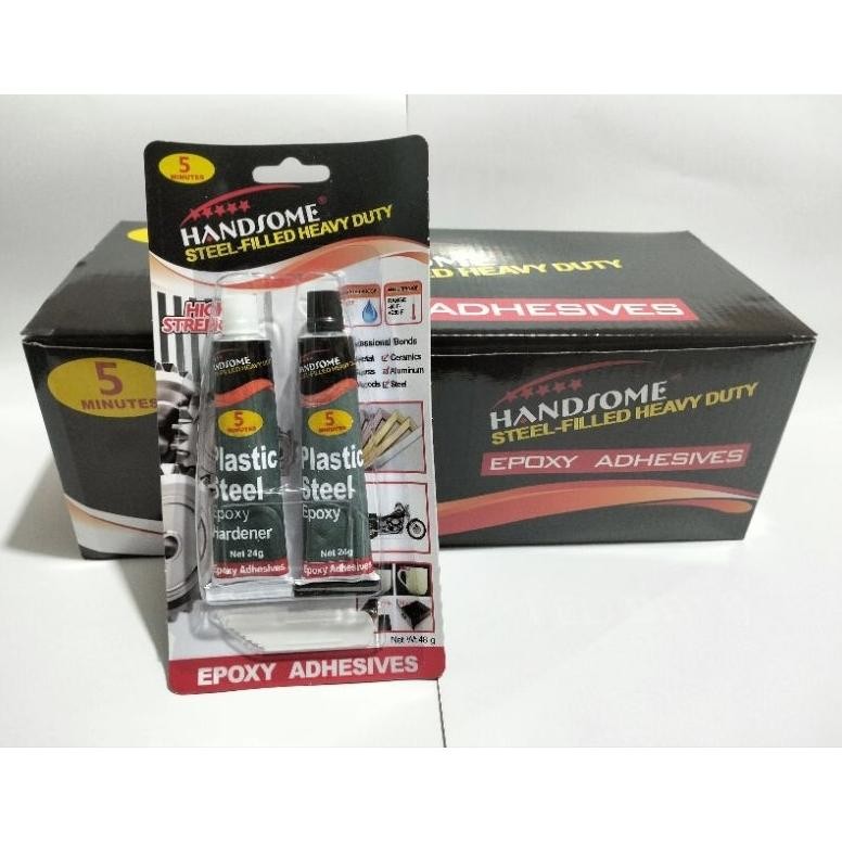

terlaris lem epoxy handsome / lem besi / lem campur / lem 2 komponen 1 box isi 12 pcs murah