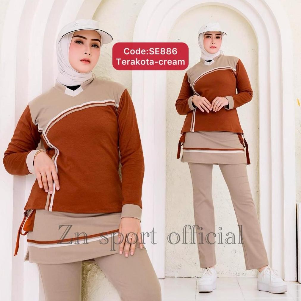 New COD stelan baju senam wanita dewasa baju olahraga wanita setelan olahraga muslim celana rok olah