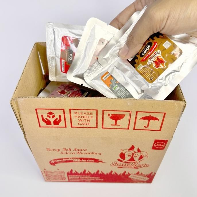 

SamBhojo - Sambal Sachet Paket 1kg (50pc) Sambal Baby Cumi, Sambal Bawang, Sambal Terasi, Ijo, Sambal Paru, Sambal Teri Medan, Ati, udang, Sambal Pete, ikan Asin, Sambal Roa-Gratis Sendok Eksklusif H85