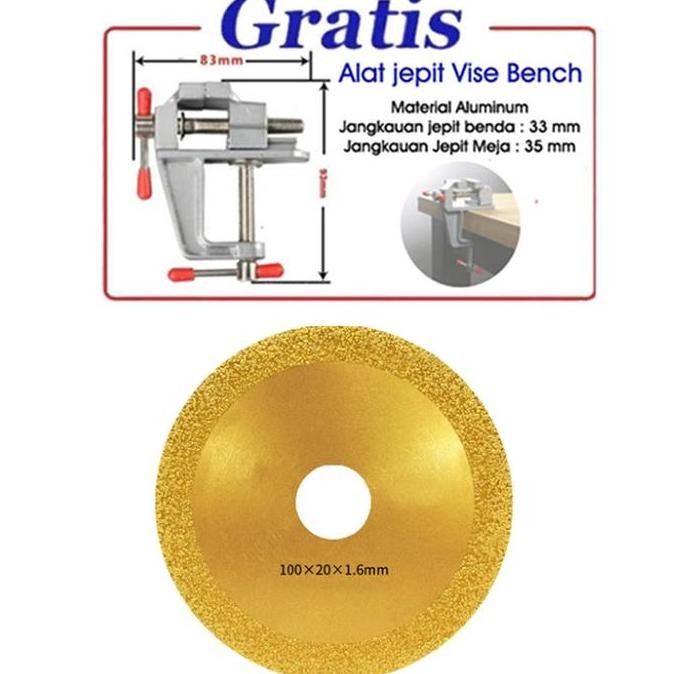 Kualitas terbaik] Penjepit Mini Klem Catok Table Vice + Mata Diamond Wheel Gerinda Potong Besi Almun