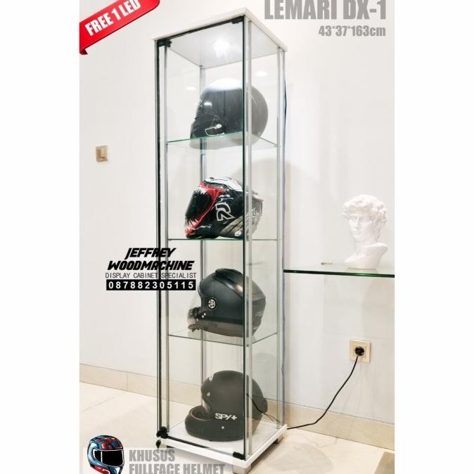 TEMPAT HELM RAK KACA MINIMALIS LEMARI PAJANGAN DISPLAY CABINET KOLEKSI