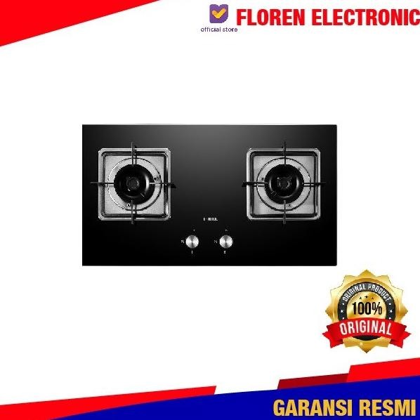 fotile kompor gas 70cm ghg73202 / ghg 73202 2tungku black glass