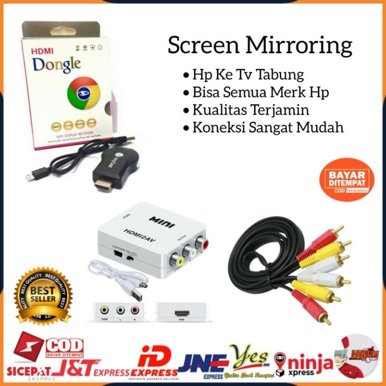 WAGI [COD] PAKET LENGKAP ANYCAST MIRRORING DARI HP KE TV TABUNG / ANYCASH DONGLE WIRELESS MIRACAST /