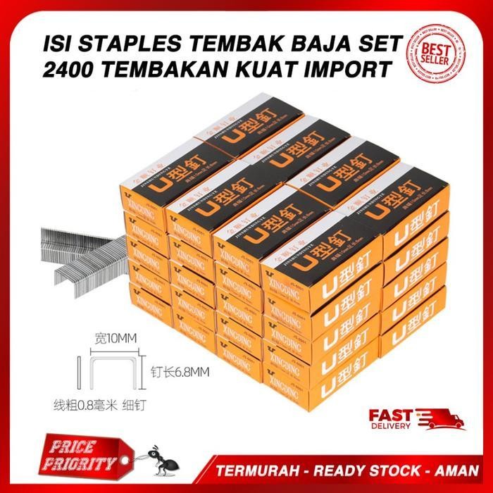 

Isi Staples Tembak Isi Stapler Refill Gun Tacker Steples Baja 2400 Pcs