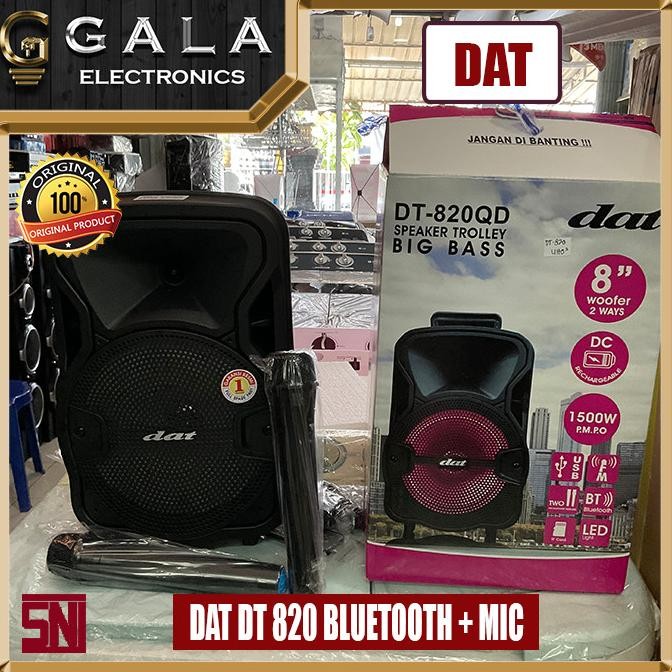 TERMURAH - SPEAKER PORTABLE DAT DT 820 BLUETOOTH KARAOKE FREE MIC 2 PCS