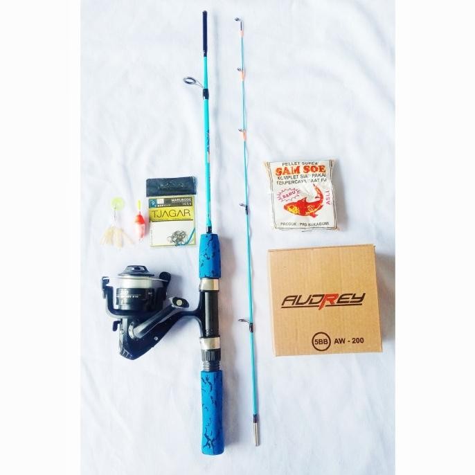 Paket Mancing Kolam Joran sambung 2 , 100 cm pancing ikan nila udang dll