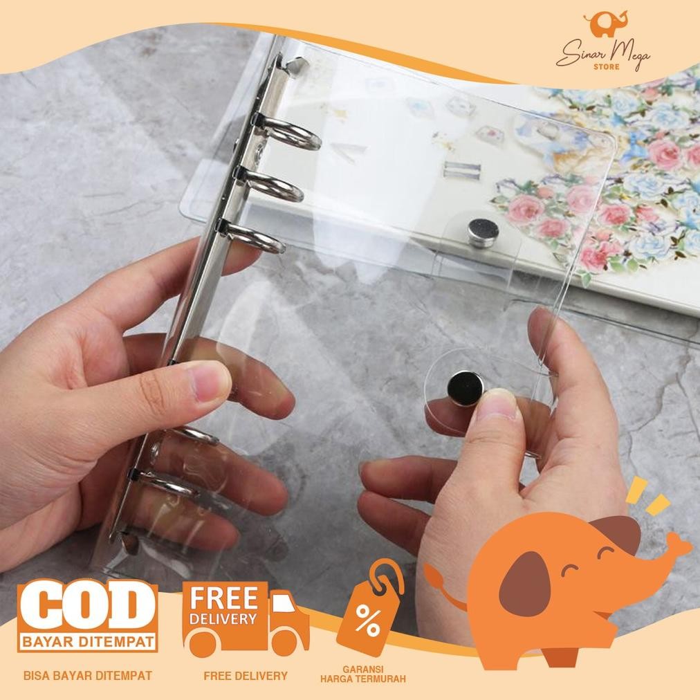 

see-97 fgs-3 Korean Style Clear Cover 6 Ring Binder / Plastik Sampul Buku Silikon Transparant Kancing Lucu Unik Hemat Murah