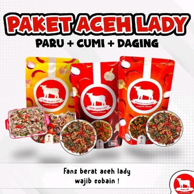 

Paket Aceh Lady (3 Pack - Paru Aceh+ Cumi Aceh+ Daging Aceh) / Paket Hemat / Cod / Kirim Seluruh Indonesia / Rempah Lady / Makanan Siap Saji Instan/ 375 Gr / Food