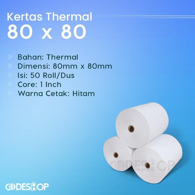

BEBAS ONGKIR - ( 1 DUS ) KERTAS PRINTER THERMAL 80x80 MM - 80MM - 80x80MM OTANI